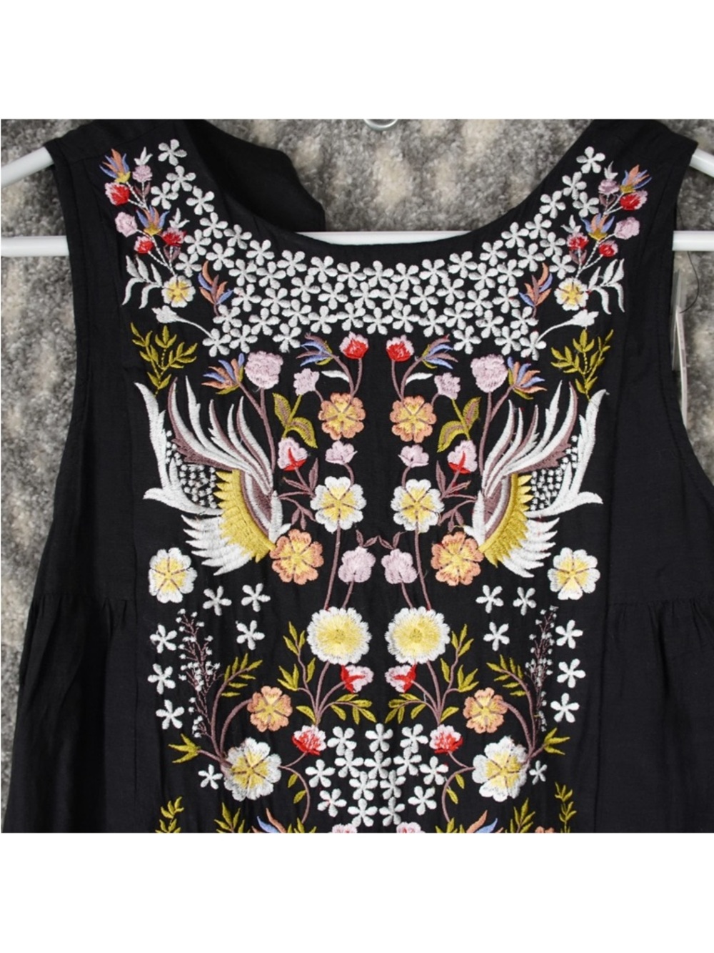 Anthropologie Jacaranda Tiered Maxi Dress Embroidered Floral Black Sz 6 NWT - Picture 7 of 16